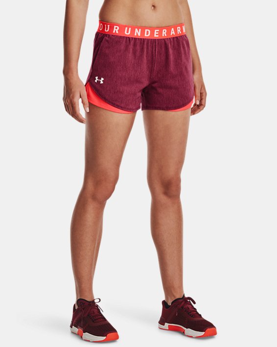 Women's UA Play Up Shorts 3.0 Twist, Maroon, pdpMainDesktop image number 0